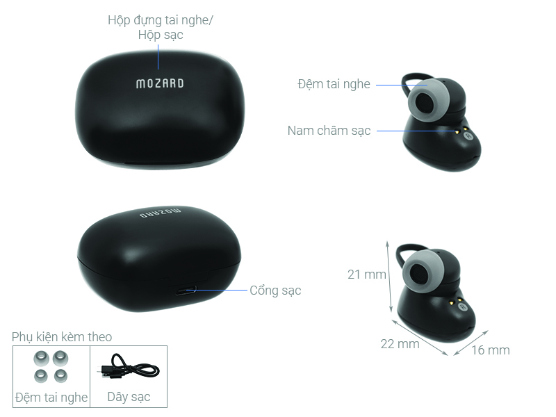 Tai nghe Bluetooth True Wireless Mozard TS11 mini