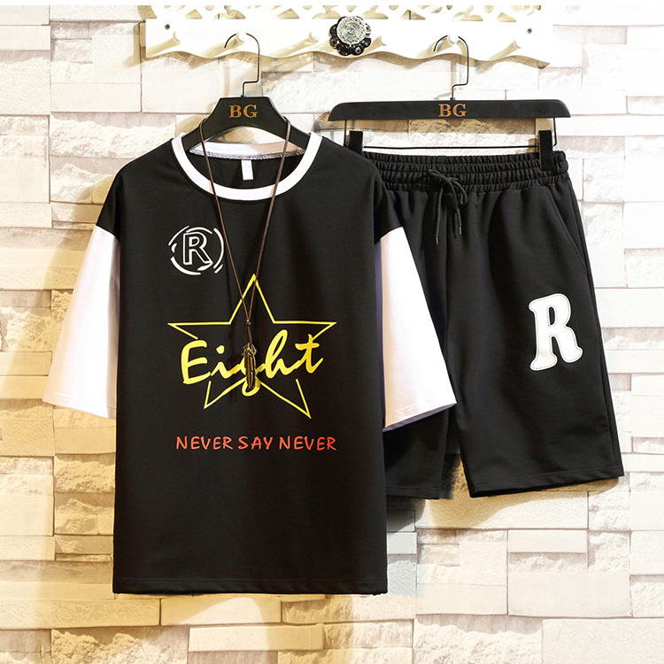 [ Voucher Giảm 50% ] Set Bộ Đồ Nam Áo Thun Ngắn Tay Cổ Tròn EIGHT Kết Hợp Quần Short Đùi Phối Túi Kiểu Dáng Trẻ Trung Cá Tính Shiny Sunday MEN QA 088C