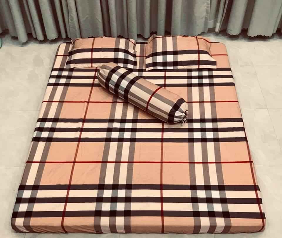 Bộ ga gối kèm vỏ gối ôm cotton poly,đủ kích thước mẫu kẻ sọc
