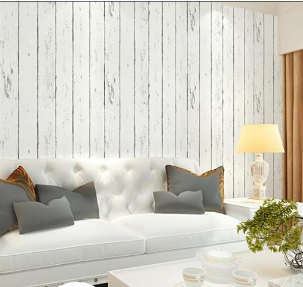 Cuộn 5m giấy dán tường ván sọc trắng khổ 45cm