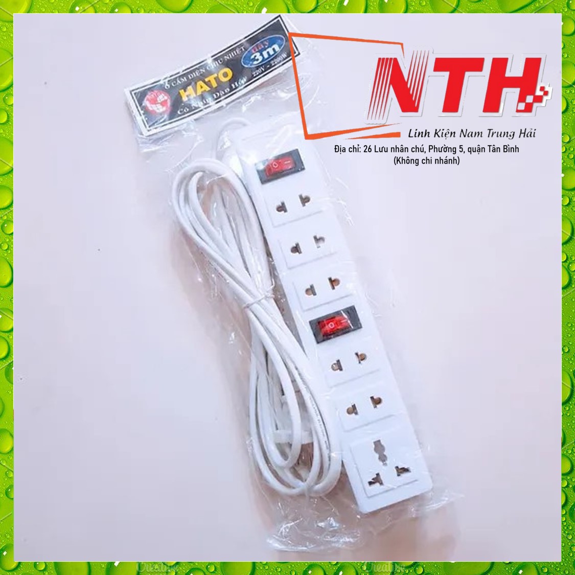 Ổ điện hato - 6 lỗ 2 công tắc