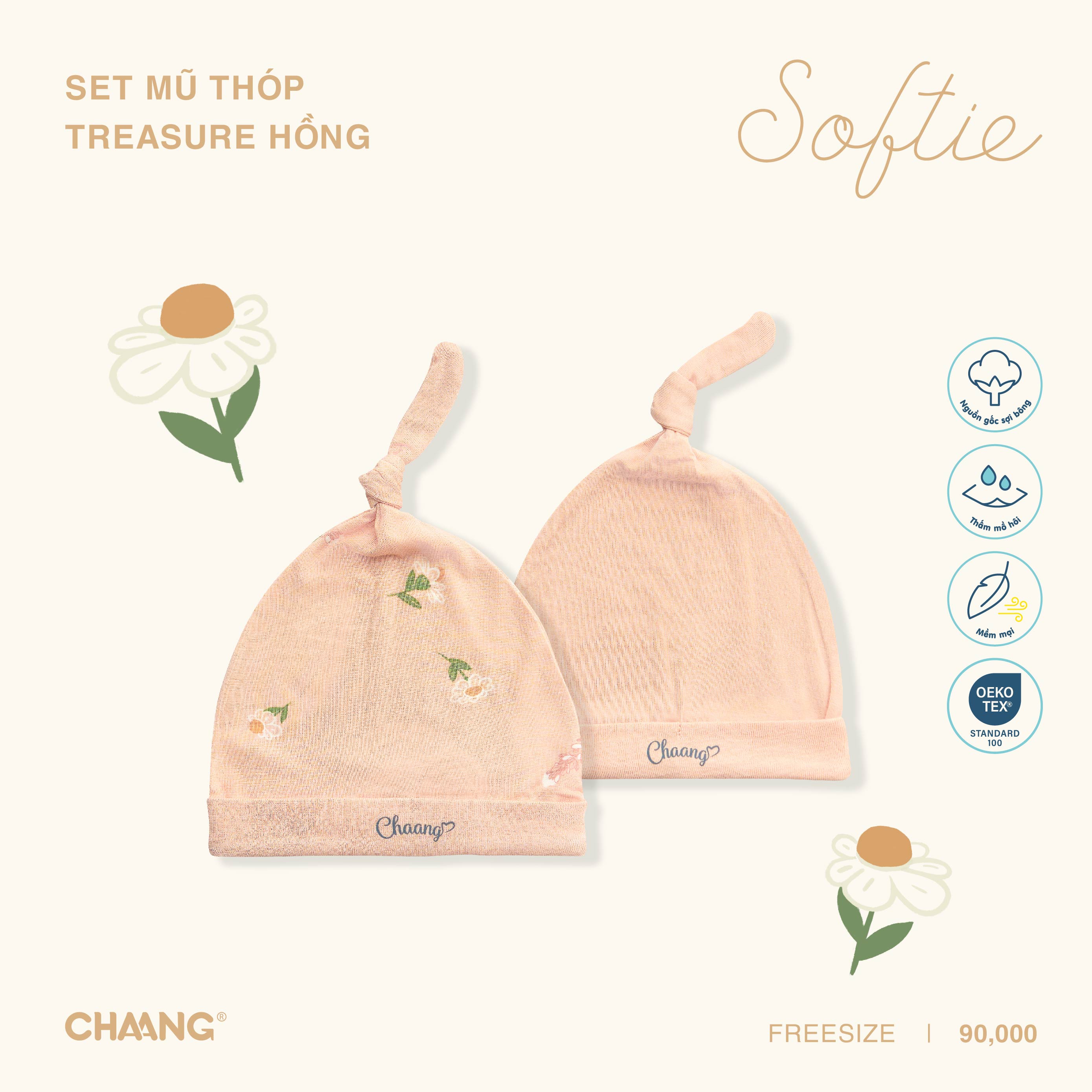 [CHAANG] SET 2 mũ thóp cho bé sơ sinh Treasure Chaang