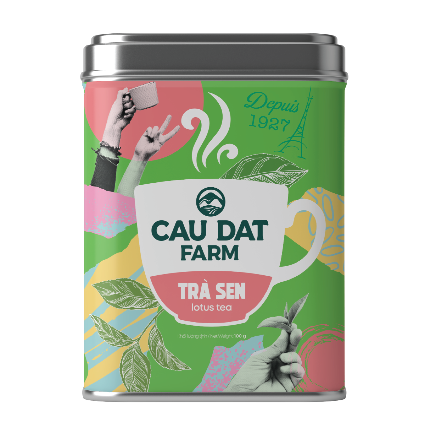 Lotus tea Cau Dat tin box 100gr