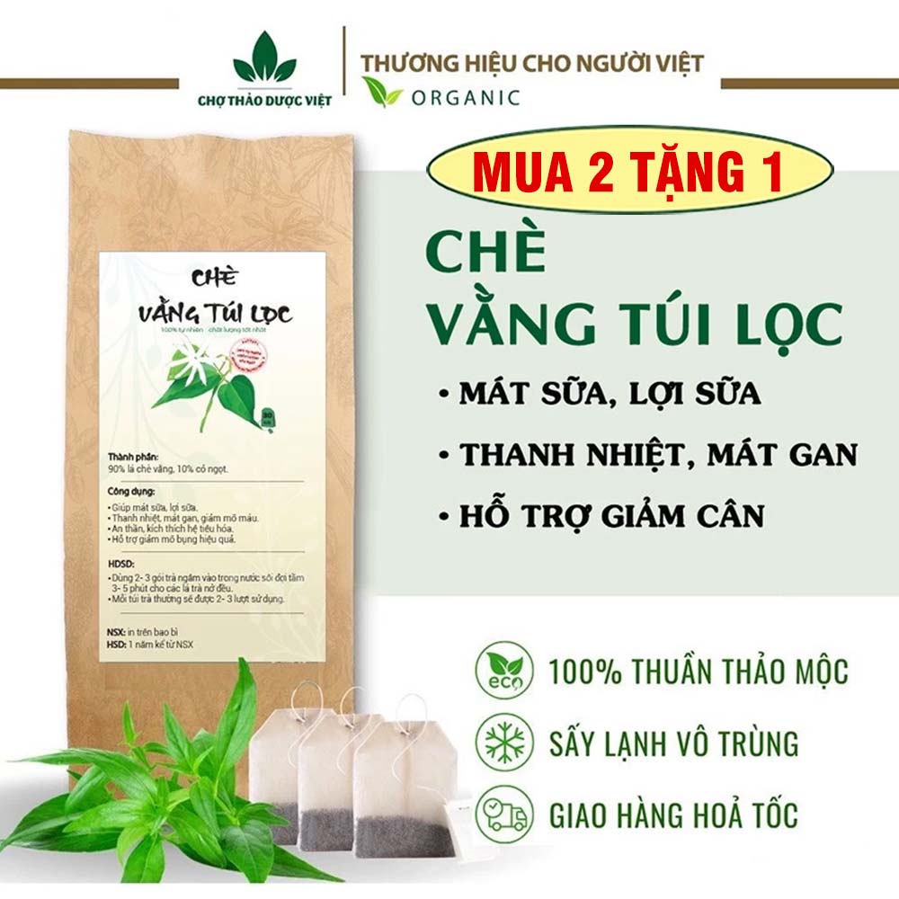 Chè vằng túi lọc, bịch 30 túi x 3g, trà vằng lá sẻ, trà vằng, giúp thanh nhiệt, lợi sữa