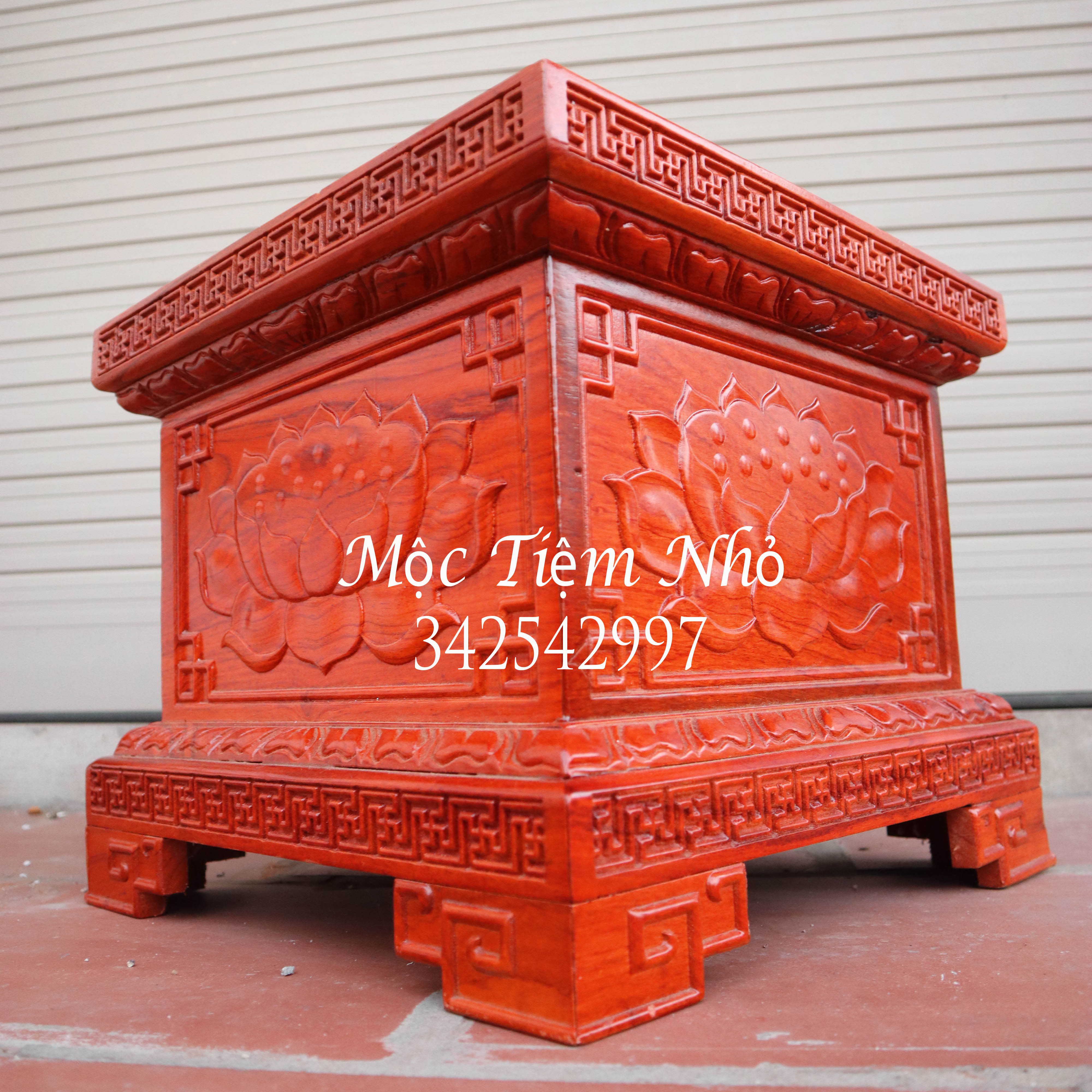 Đế  đôn vuông kê tượng,đôn chân loa cao 30 gỗ hương