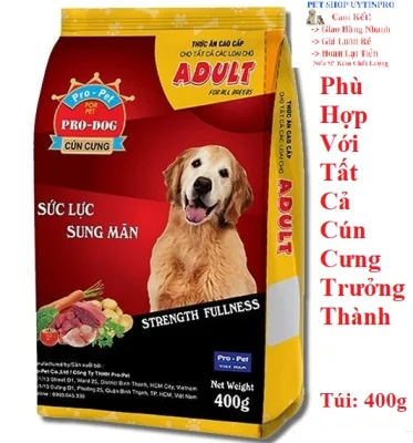 [HCM]THỨC ĂN CHO CHÓ Pro-Dog Adult Dạng hạt Túi 400g Xuất xứ Pro-Pet Việt Nam
