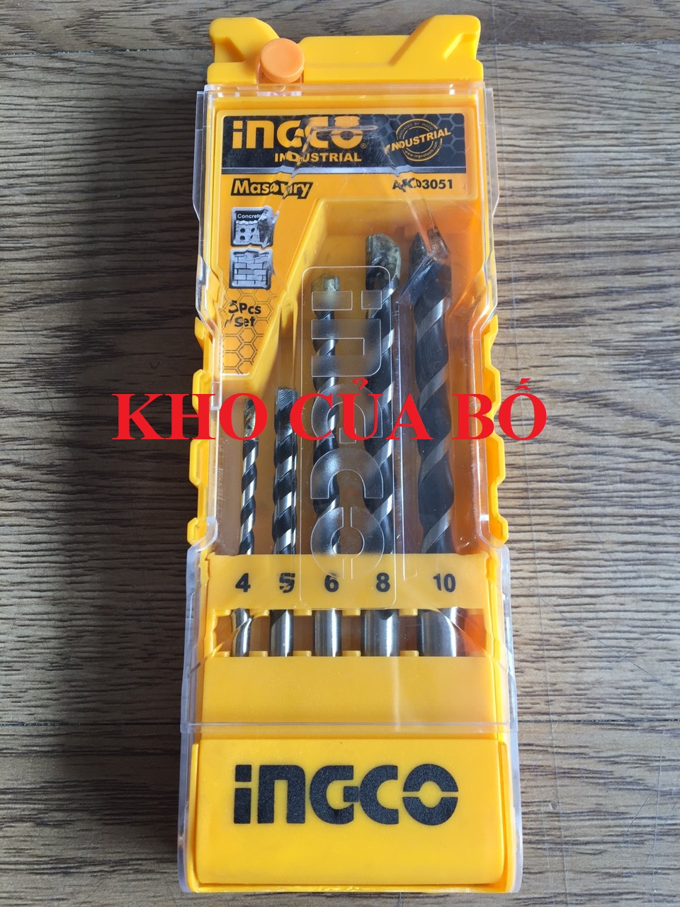 Bộ 5 mũi khoan bê tông đuôi trơn hiệu Ingco-AKD3051