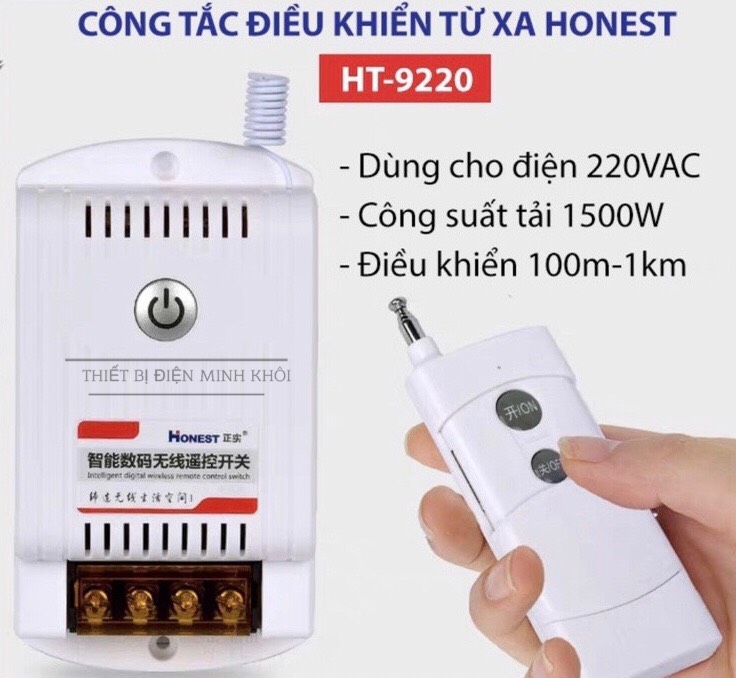 (CÓ HỌC LỆNH) Công Tắc Điều Khiển Từ Xa Honest 1000m 220v,bật đèn từ xa, điều khiển tự động honest