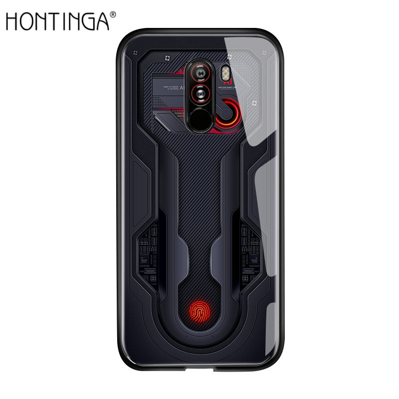 Hontinga For Xiaomi MI Pocophone F1 Case, Circuit Board Explorer Theme Version Tempered Glass Phone Case Back Cover Casing Shell