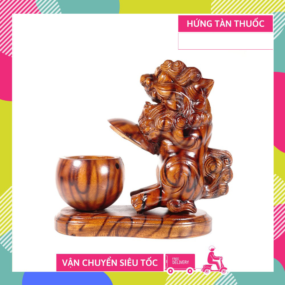 Gạt tàn gỗ xà cừ cao cấp vân đẹp - Cao 20cm