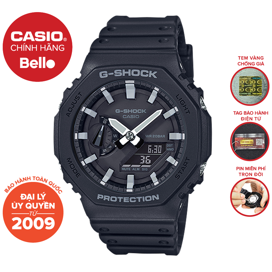 Đồng hồ Nam dây nhựa G-Shock Nam GA-2100-1A chính hãng bảo hành 5 năm Pin trọn đời