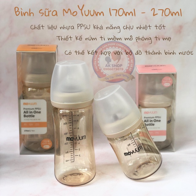 Bình Sữa Moyuum 170Ml -270Ml Nội Địa Hàn Quốc