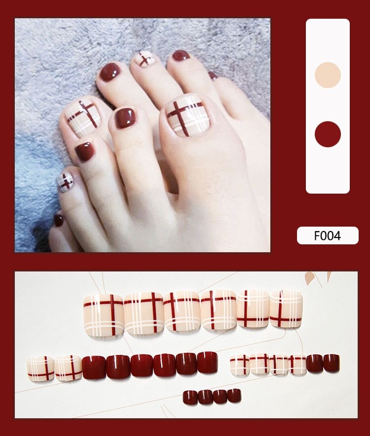 Bộ 24 Móng chân giả , nail giả C67 (kèm keo dán)