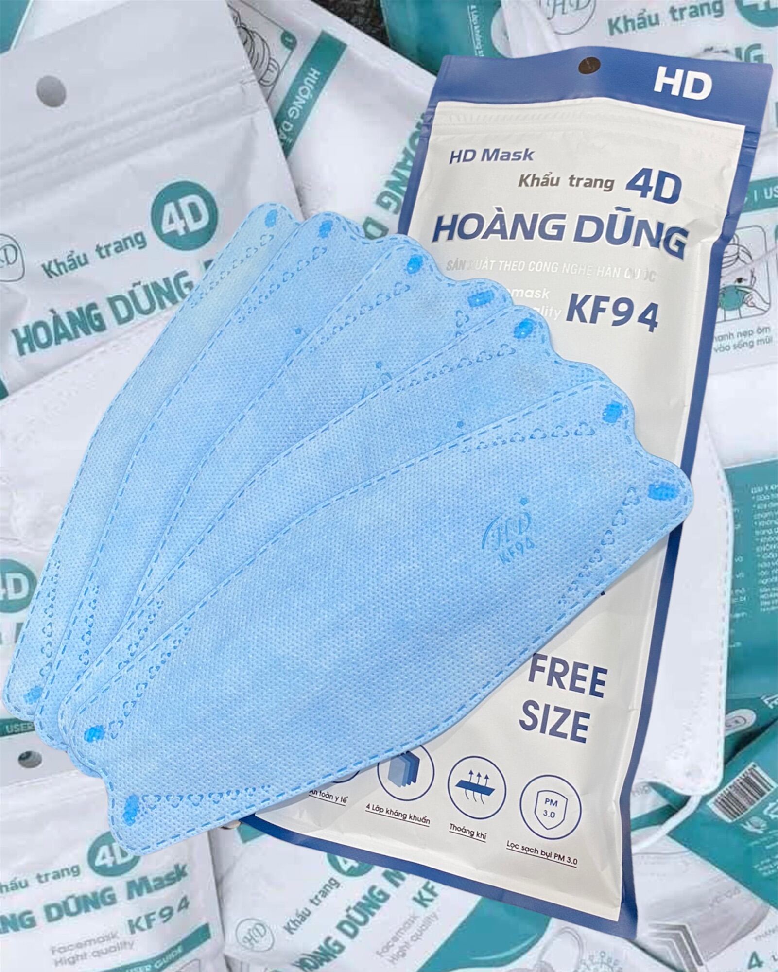 Khẩu trang kf94 hoàng dũng thùng 300 cái 4 lớp