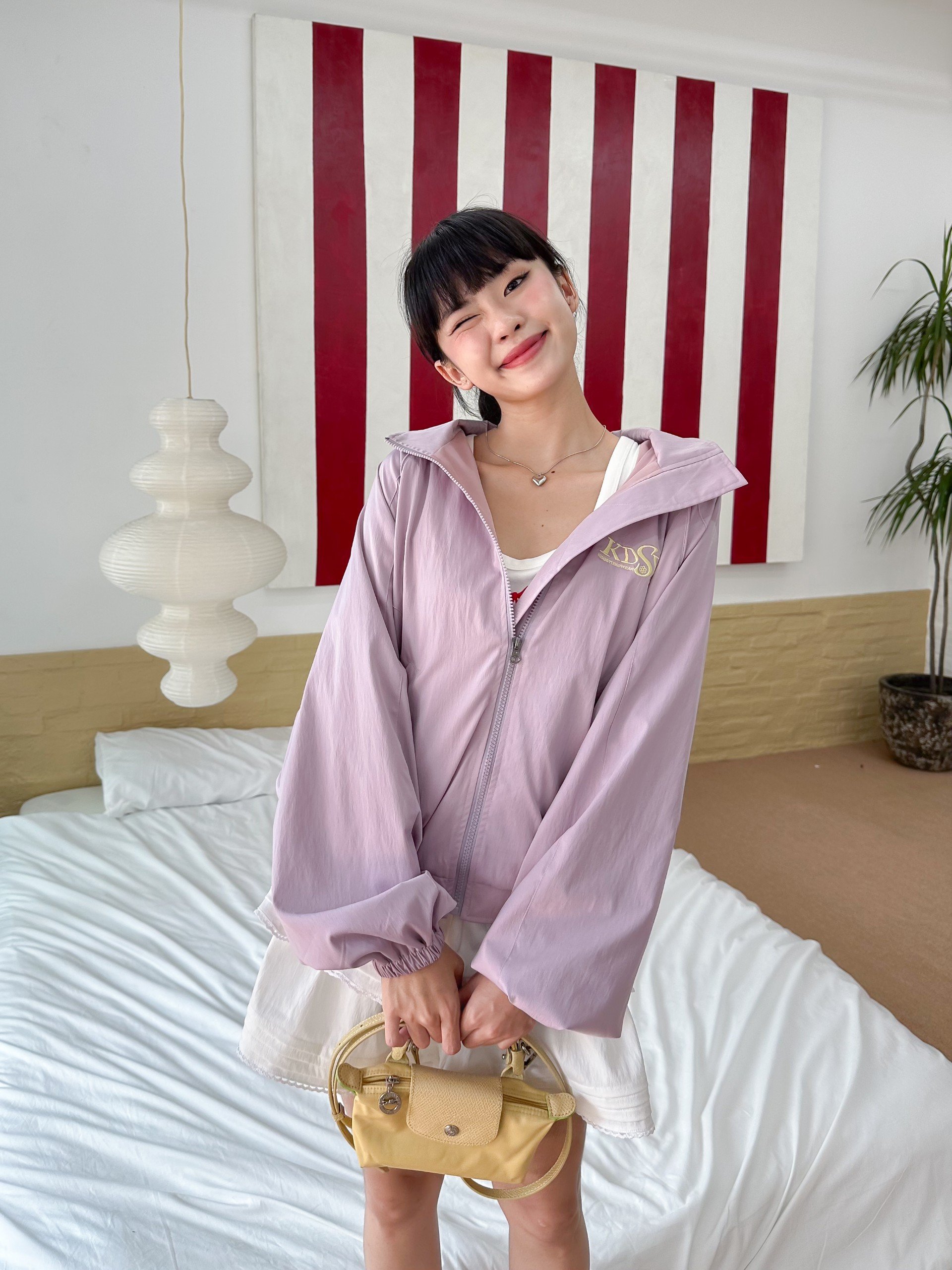 KIDO - Áo khoác dù nhăn có nón JILL JACKET
