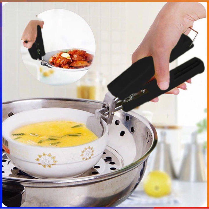 Kẹp gắp đồ chống nóng inox cán nhựa xanh