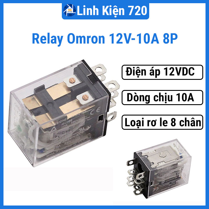 Relay Omron 12v 10a 8 chân đóng cắt mạch điện điều khiển