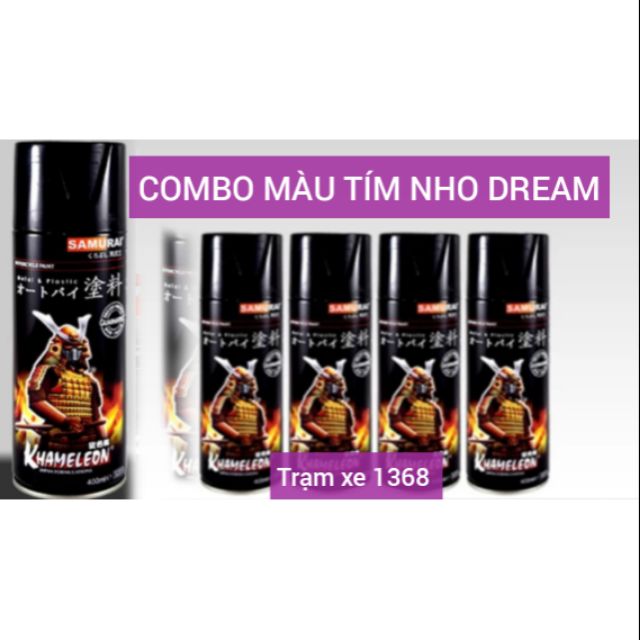 Sơn samurai combo sơn màu tím xe dream tùy chọn bộ 1k hoặc 2k
