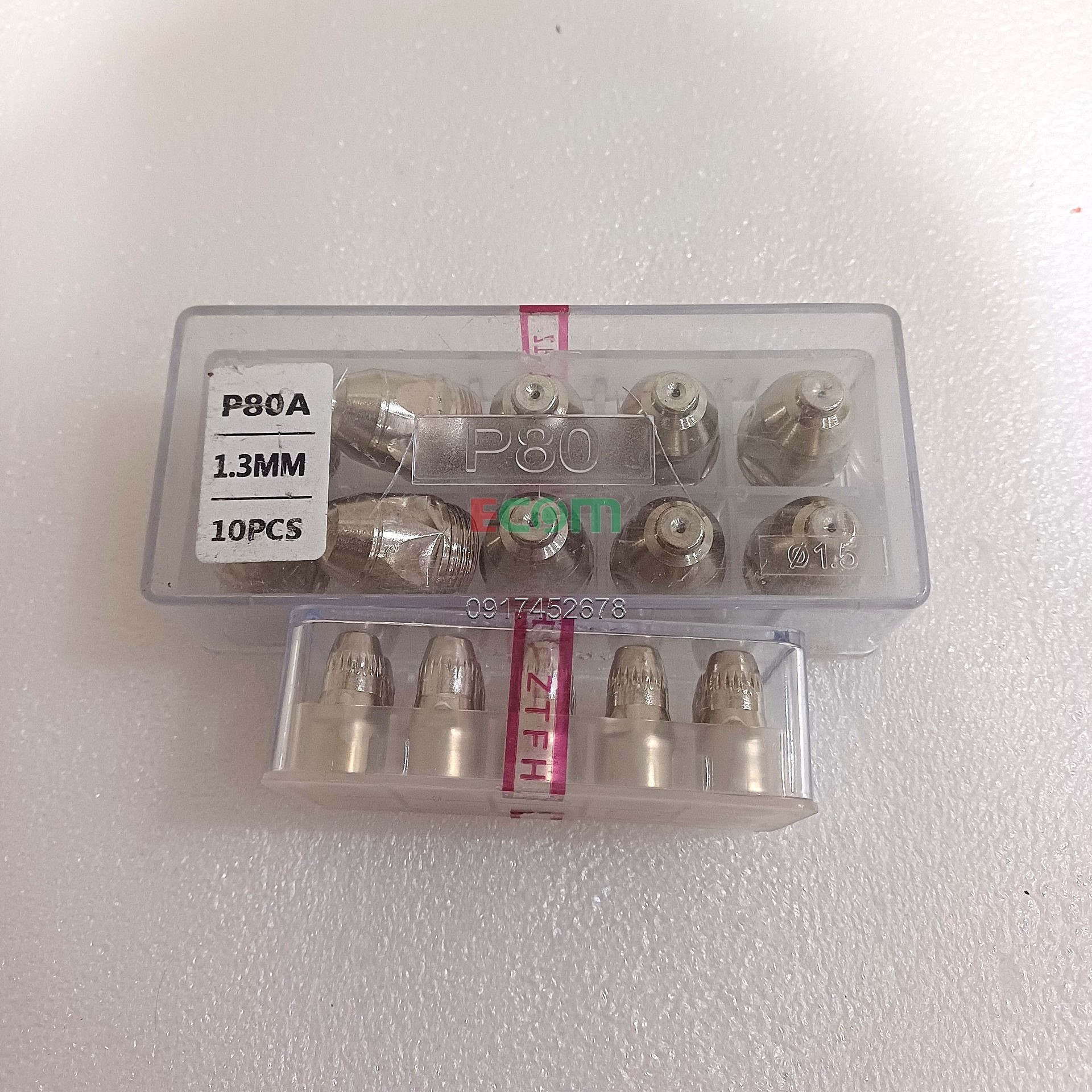 Bép cắt plasma p80a loại tốt ztfh - hộp 10 bộ bép cắt plasma 1.1-1.7mm