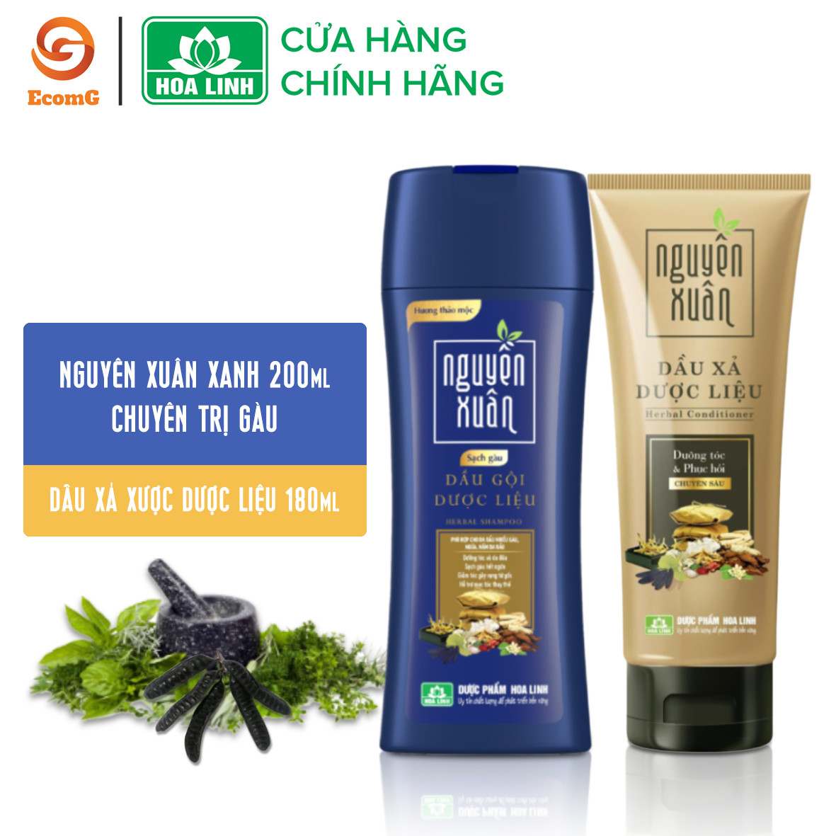 Set dầu gội Global Pharma dành cho da đầu gàu và dưỡng tóc chắc khỏe - Dầu gội Nguyên Xuân t r ị gàu 200ml - Dầu xả Nguyên Xuân 180ml NX5-004