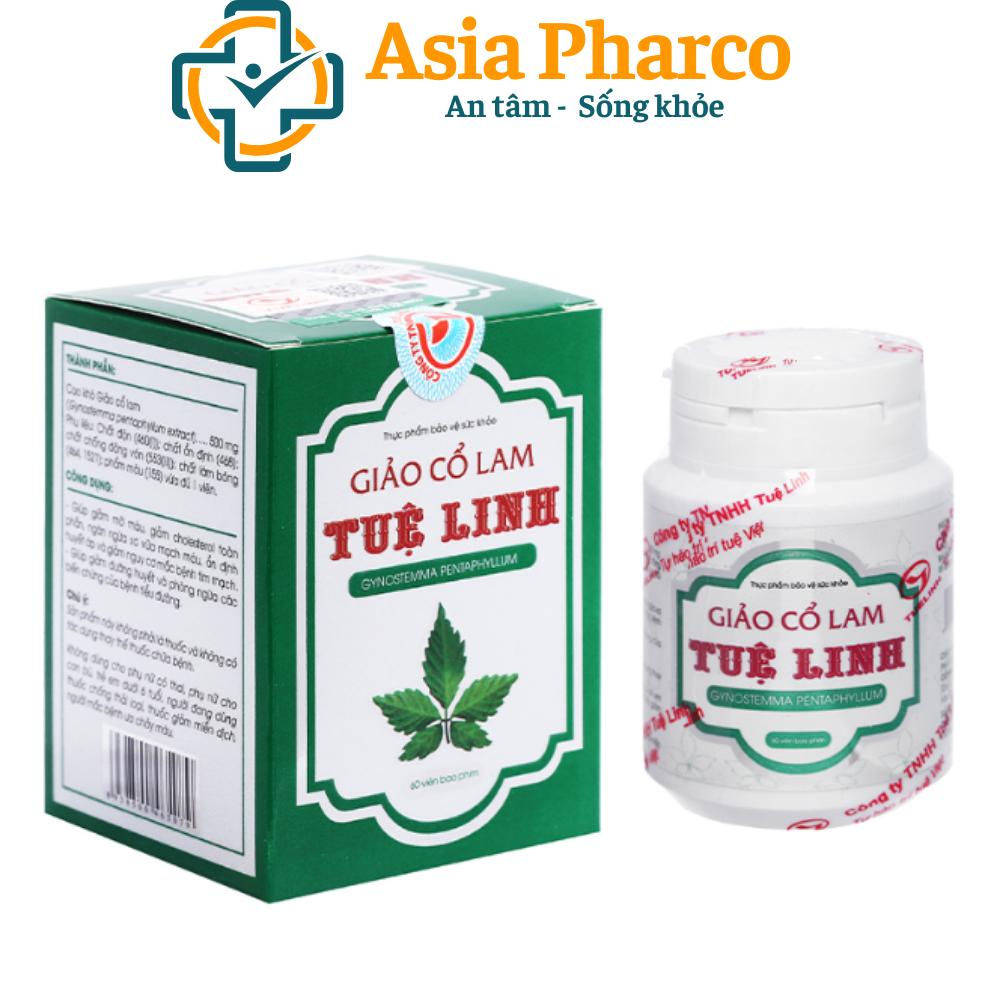 Giảo cổ lam tuệ linh - hỗ trợ phòng ngừa bệnh tim mạch, tiểu đường, mỡ máu - hộp 60 viên