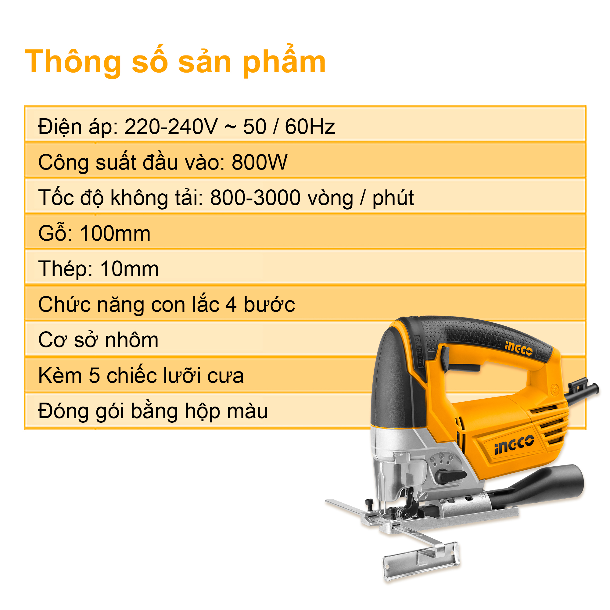 Máy cưa lọng 800W INGCO JS80028