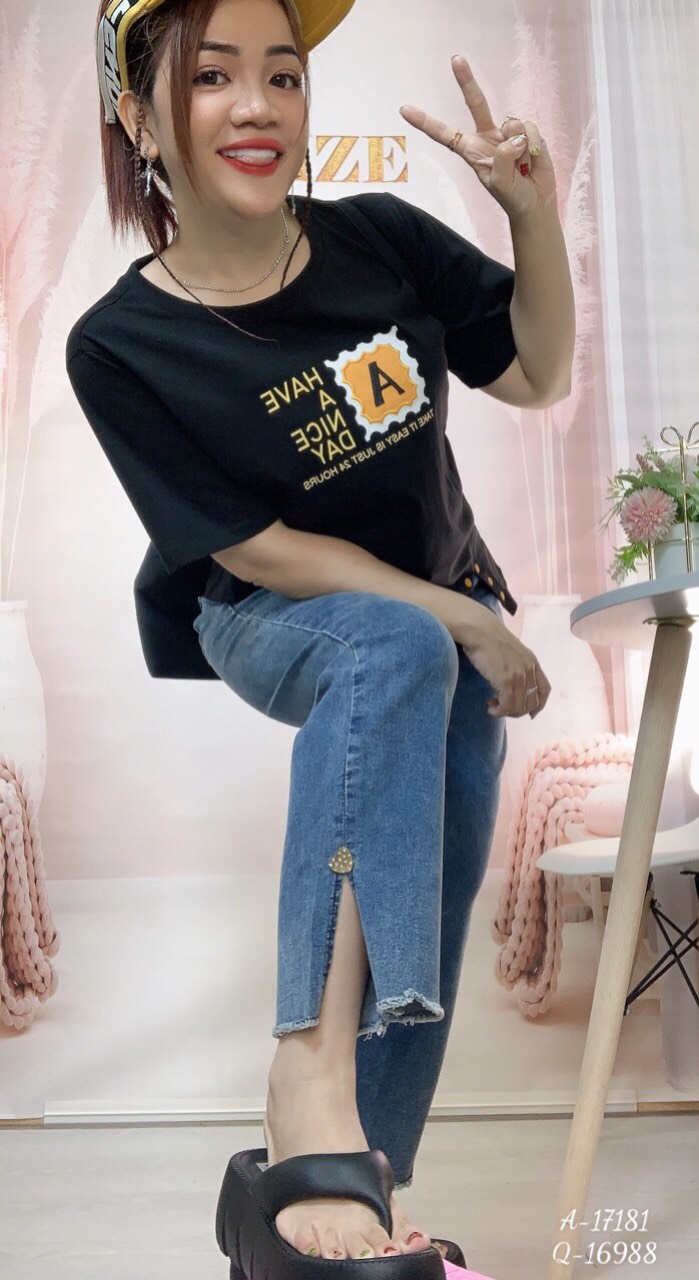 Quần Jean BIGSIZE Lai Xẻ lưng cao 16988