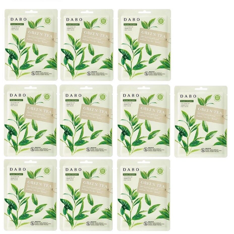 [Hcm]Combo of 10 Dabo Green Tea First Solution Mask Pack