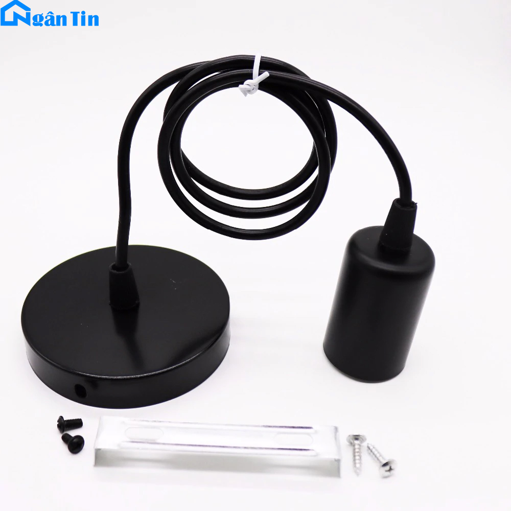 Bộ dây đèn thả Led thả trang trí màu đen E27 220V (Tặng kèm bóng dài Led Edison 4w ánh sáng vàng)