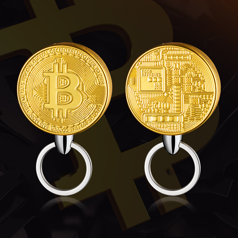 Hột quẹt bật lửa móc khóa đồng Bitcoin kim loại - xài gas