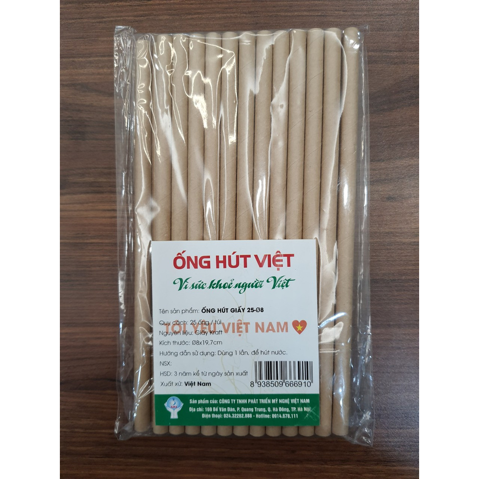 Ống hút giấy ( ống hút việt ) túi 25 cái phi 8mm