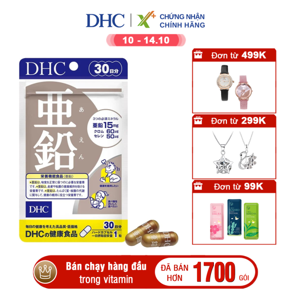 Viên uống kẽm DHC Nhật Bản thực phẩm chức năng Zinc giúp ăn ngon miệng,  giảm mụn, dưỡng tóc và móng khỏe, hỗ trợ sinh lý nam 30 ngày XP-DHC-ZIN30