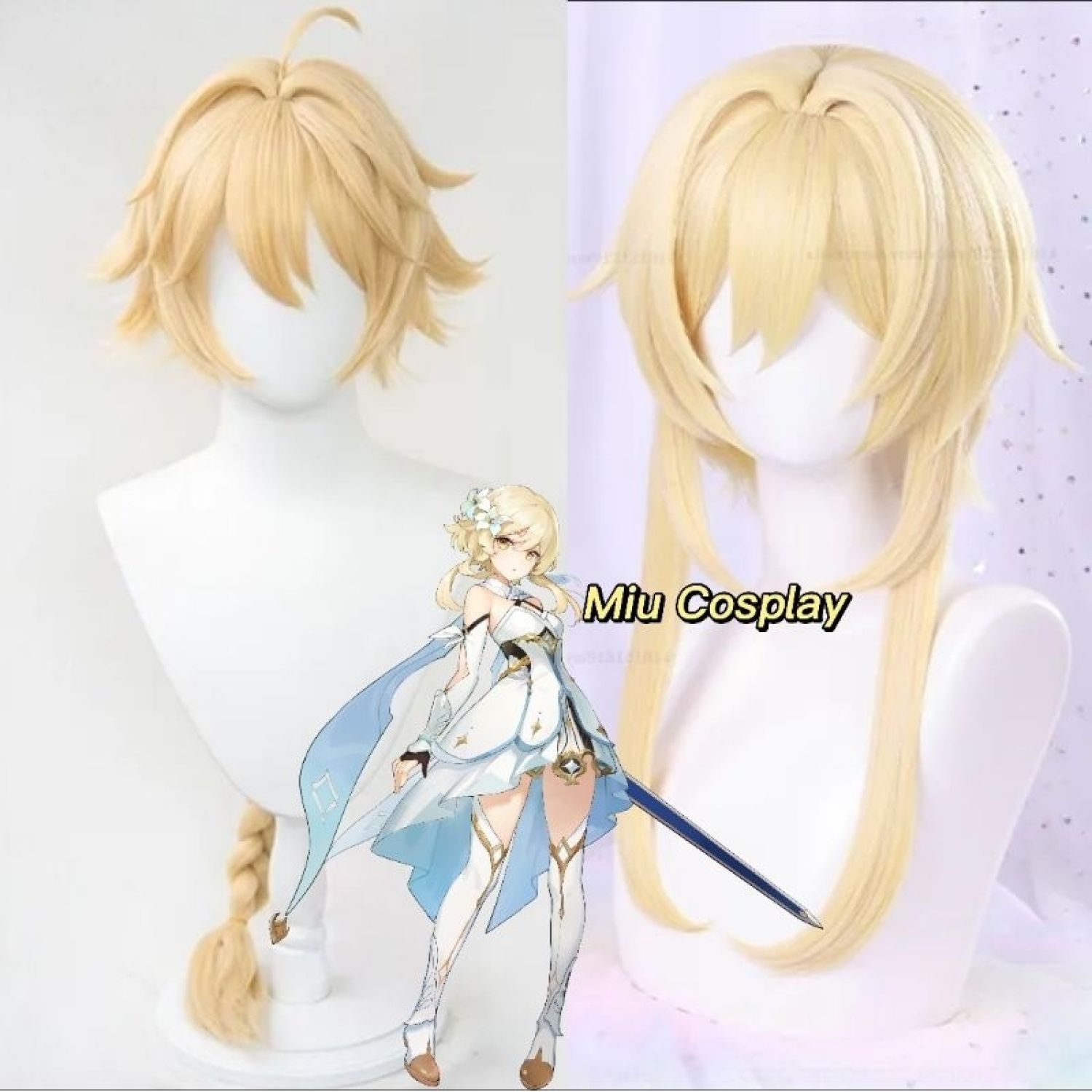 [Sẵn] Wig/tóc giả Lumine và Aether Traveller - Genshin Impact màu vàng [Miu Cosplay]