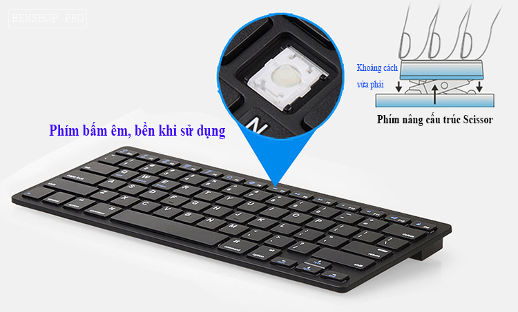 Bàn phím wireless bluetooth cho điện thoại ipad BK3001