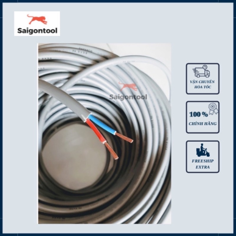 Dây điện đôi 2x2.5, 2x1.5 daphaco dây fa tròn xám 2 lớp vỏ bọc pvc - chắc chắn