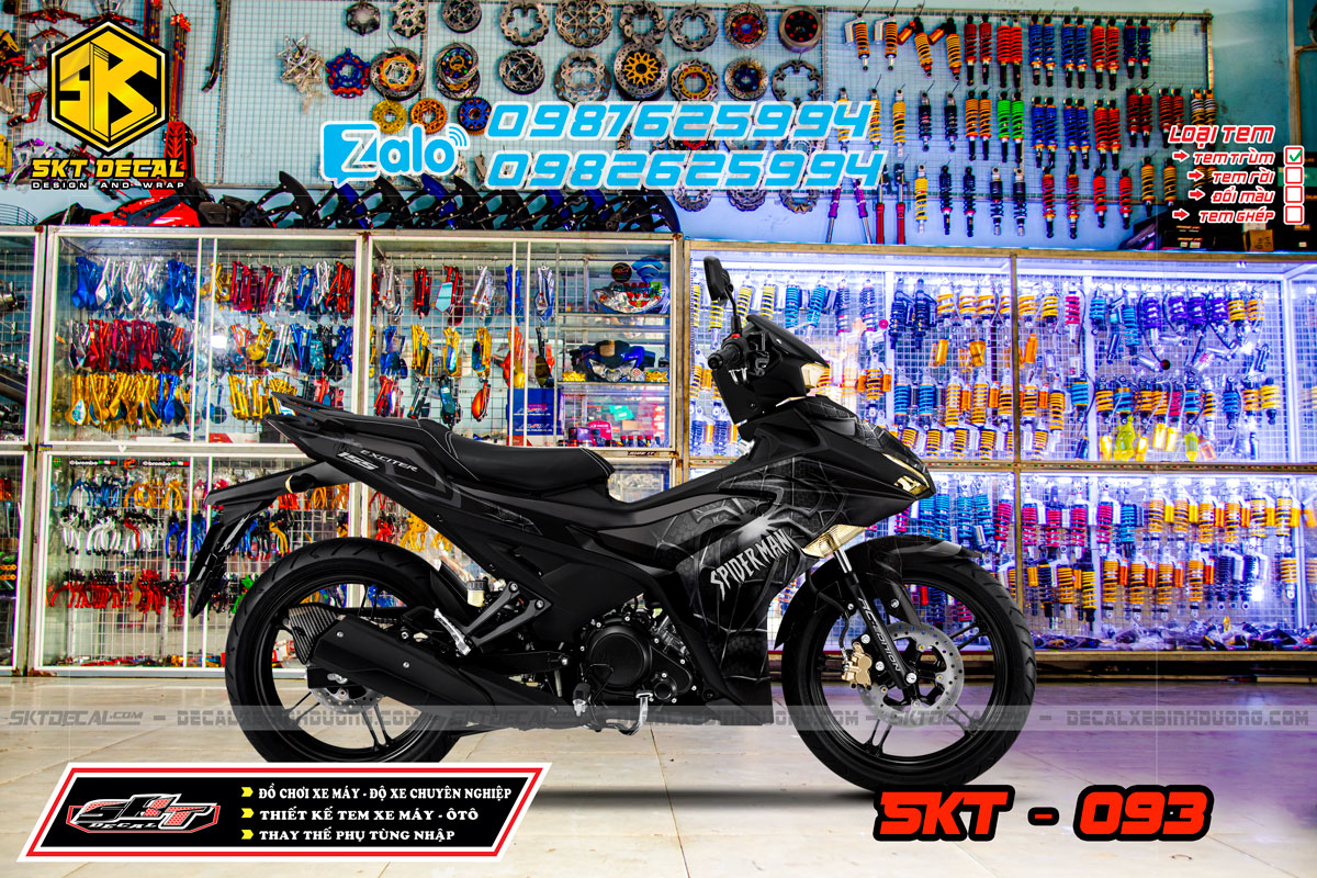 tem trùm exciter 155 xám đen nhện