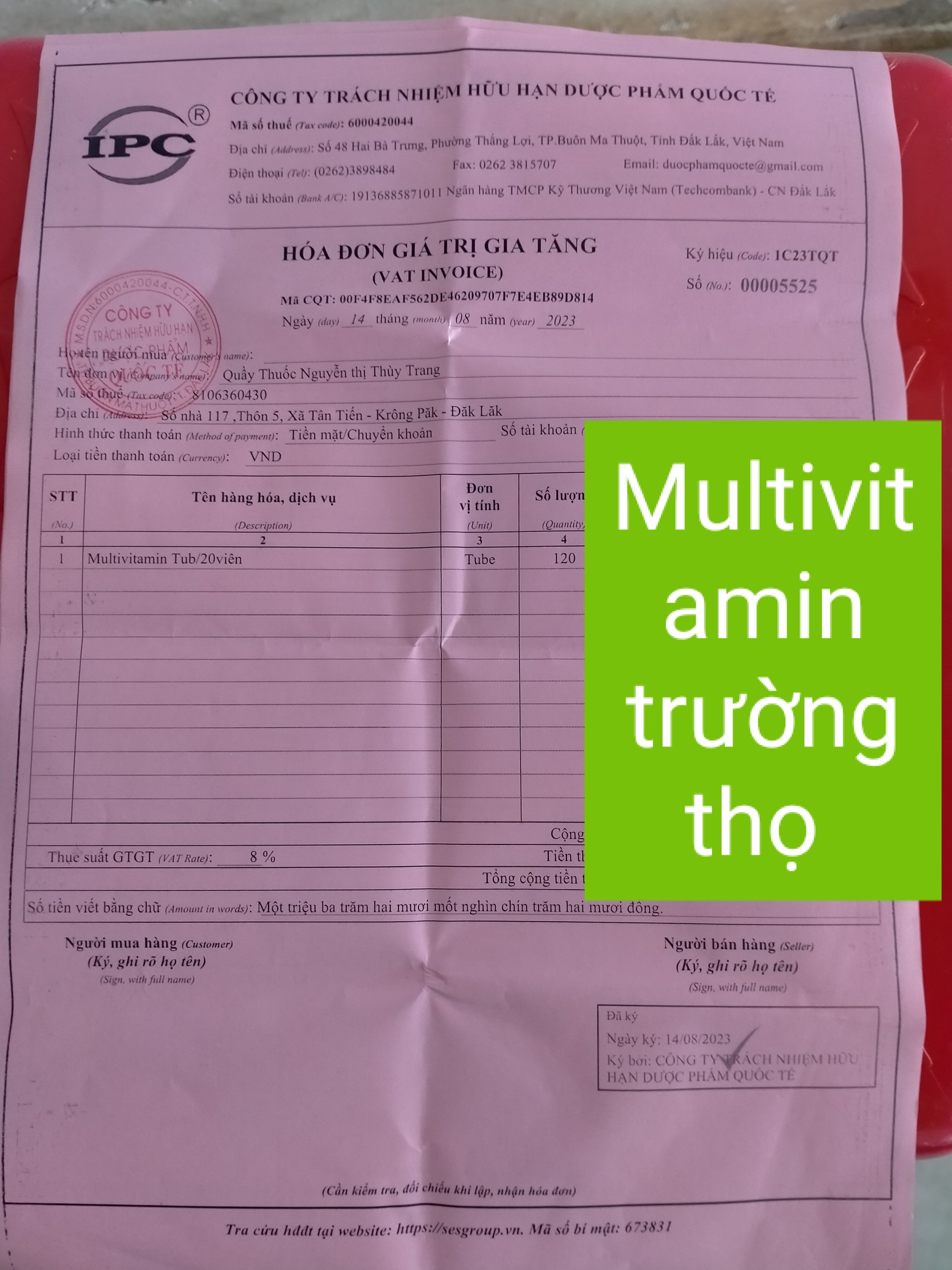 Viên bổ sủi bọt MULTIVITAMIN tub 20 viên