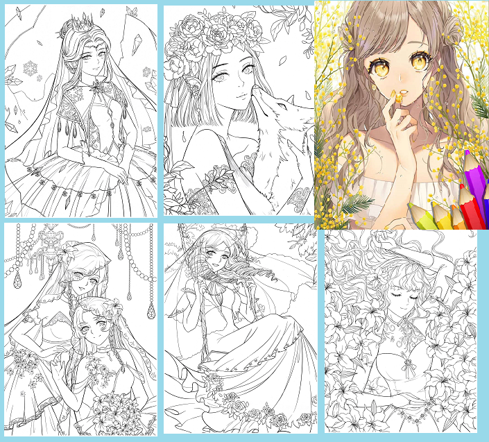 Tranh tô màu Anime A4 (Vận chuyển từ 5 sản phẩm)