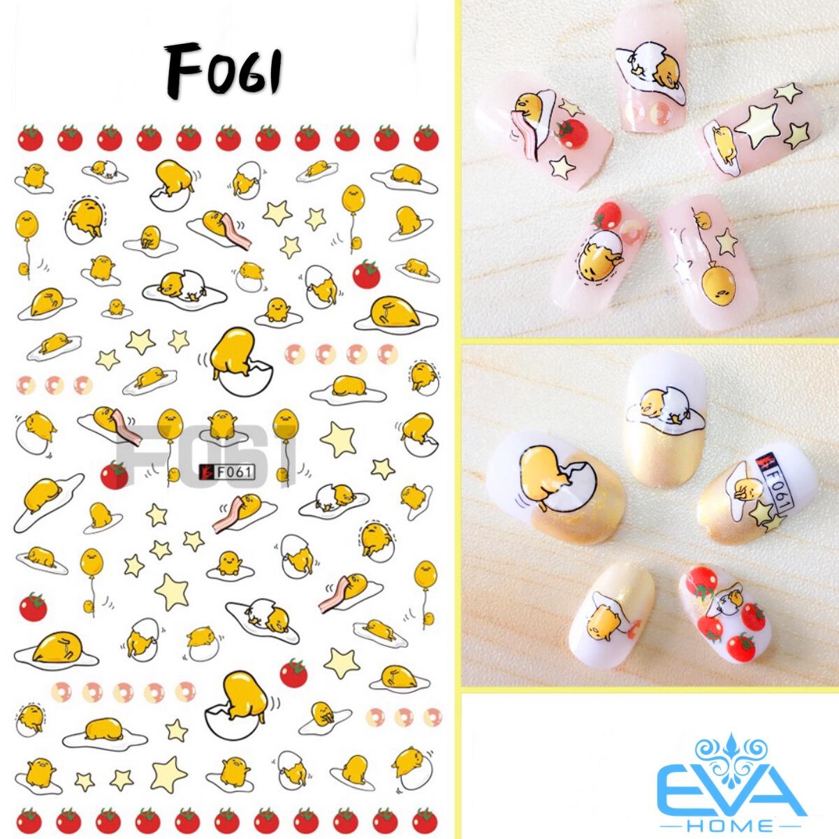 [HCM]Miếng Dán Móng Tay 3D Nail Sticker Hoạt Hình Trứng Lười Gudetana F061