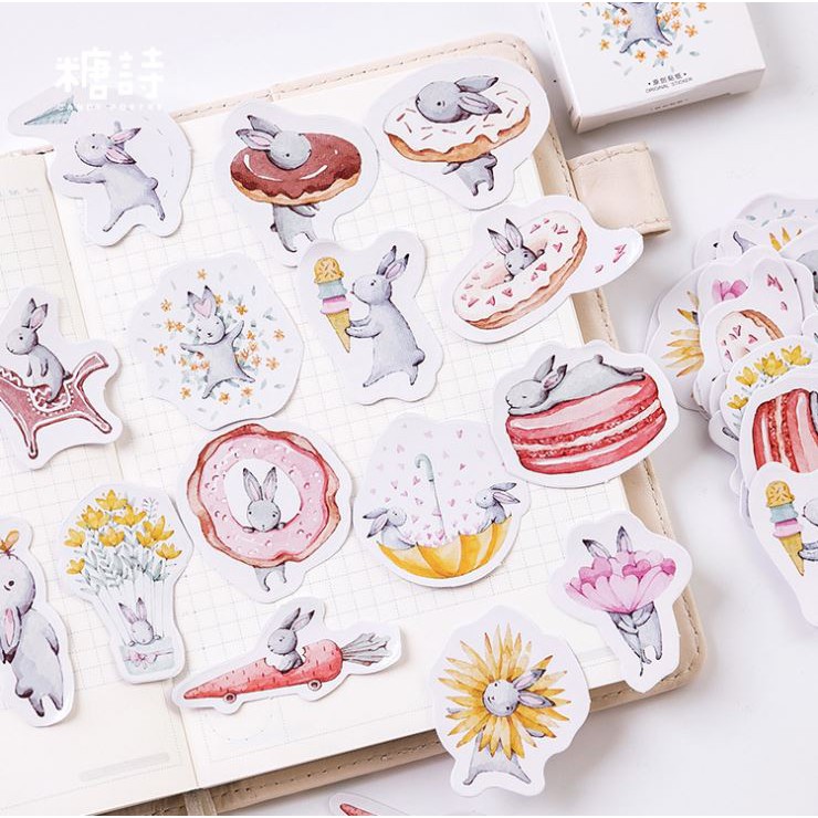 Bộ 45 Sticker Thỏ Cà Rốt E77