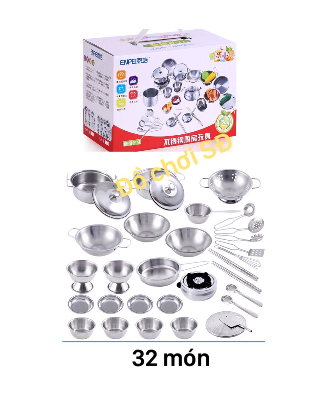 Đồ chơi nấu ăn bằng inox - 32 món