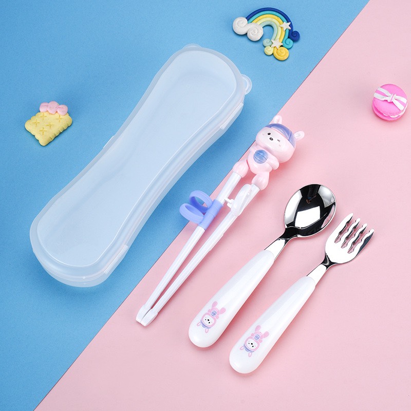 Set Thìa Dĩa Đũa Tập Gắp Cho Bé Thuận Tay Phải