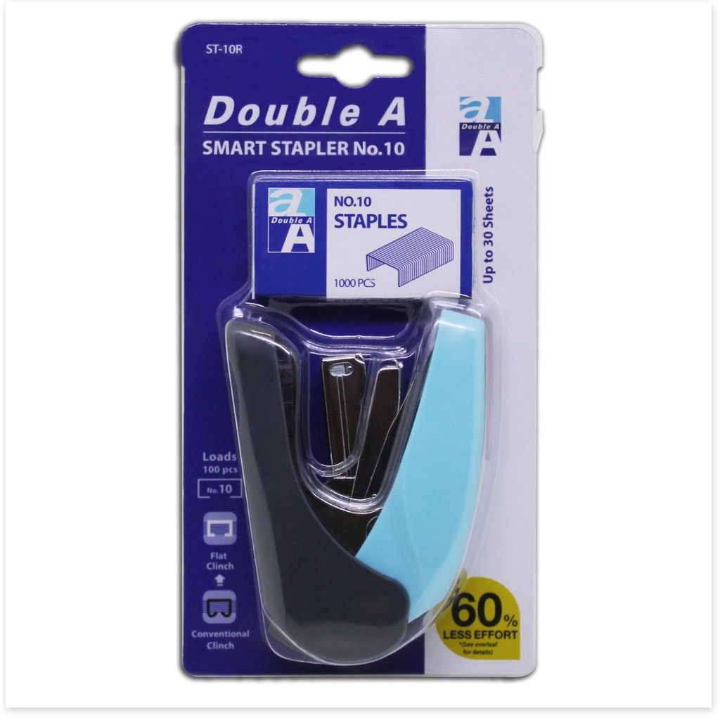 Dập ghim thông minh Double Adùng ghim số 10trợ lực 60%chứa được 2 tép ghimcực tiện lợi-tặng hộp 1000 ghim