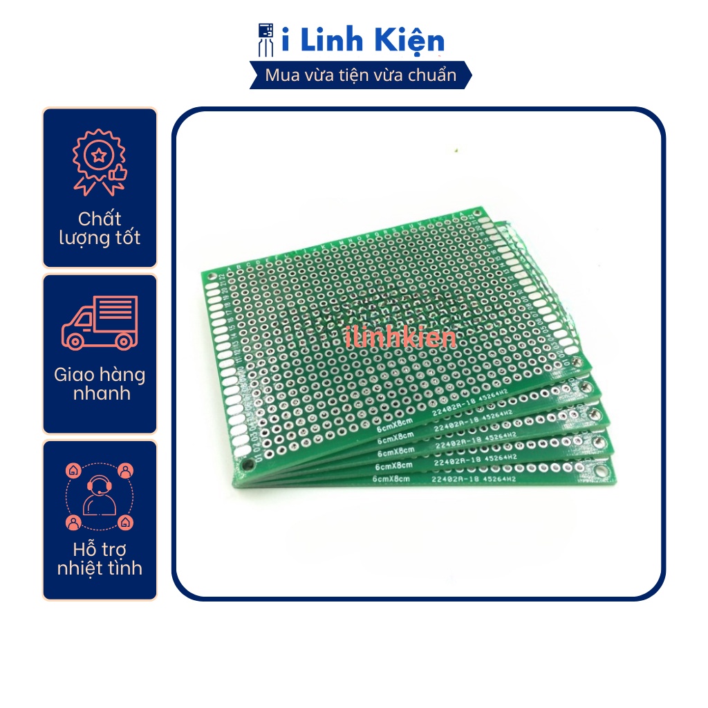 Pcb lỗ 6x8cm phíp thủy tinh fr4 2 mặt