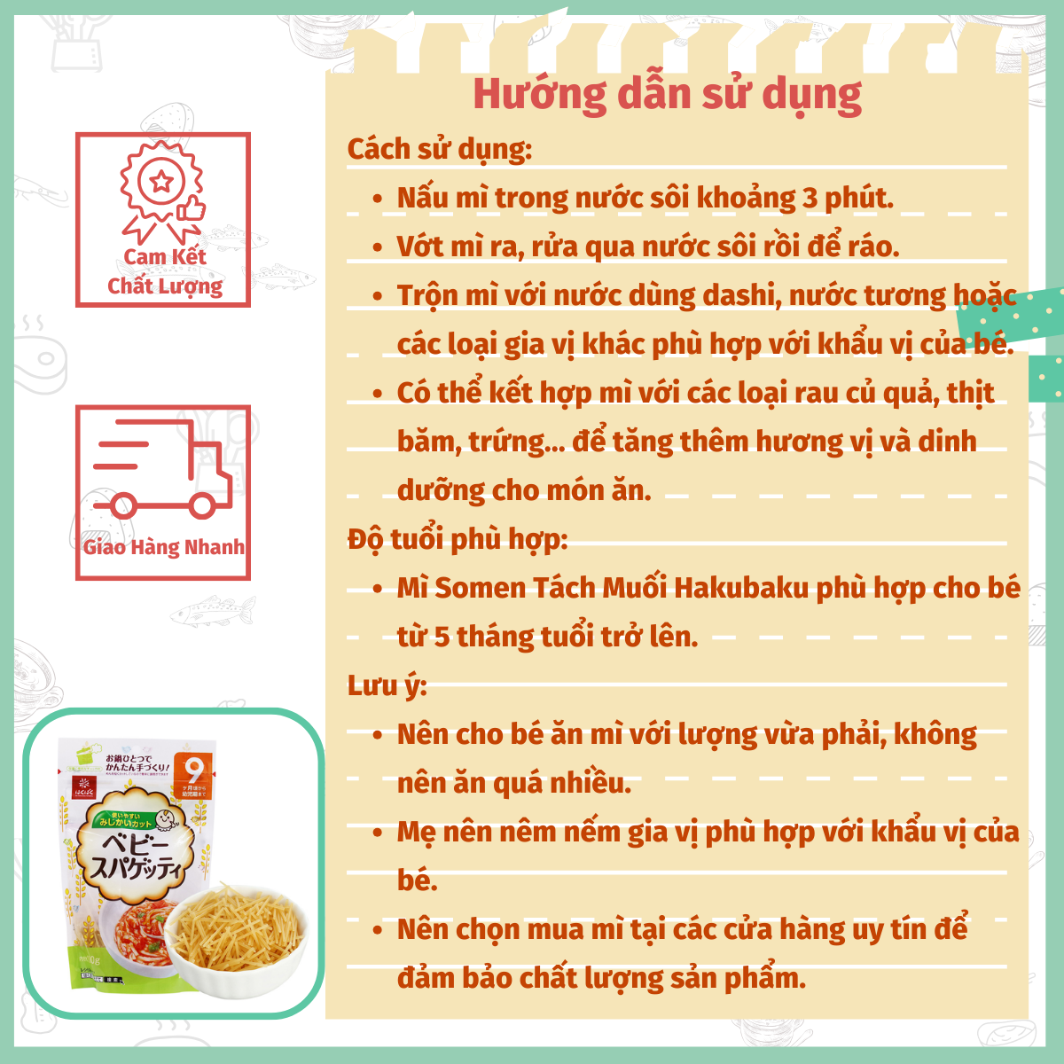 Mì somen Hakubakku cho bé từ 5 tháng Nhật Bản