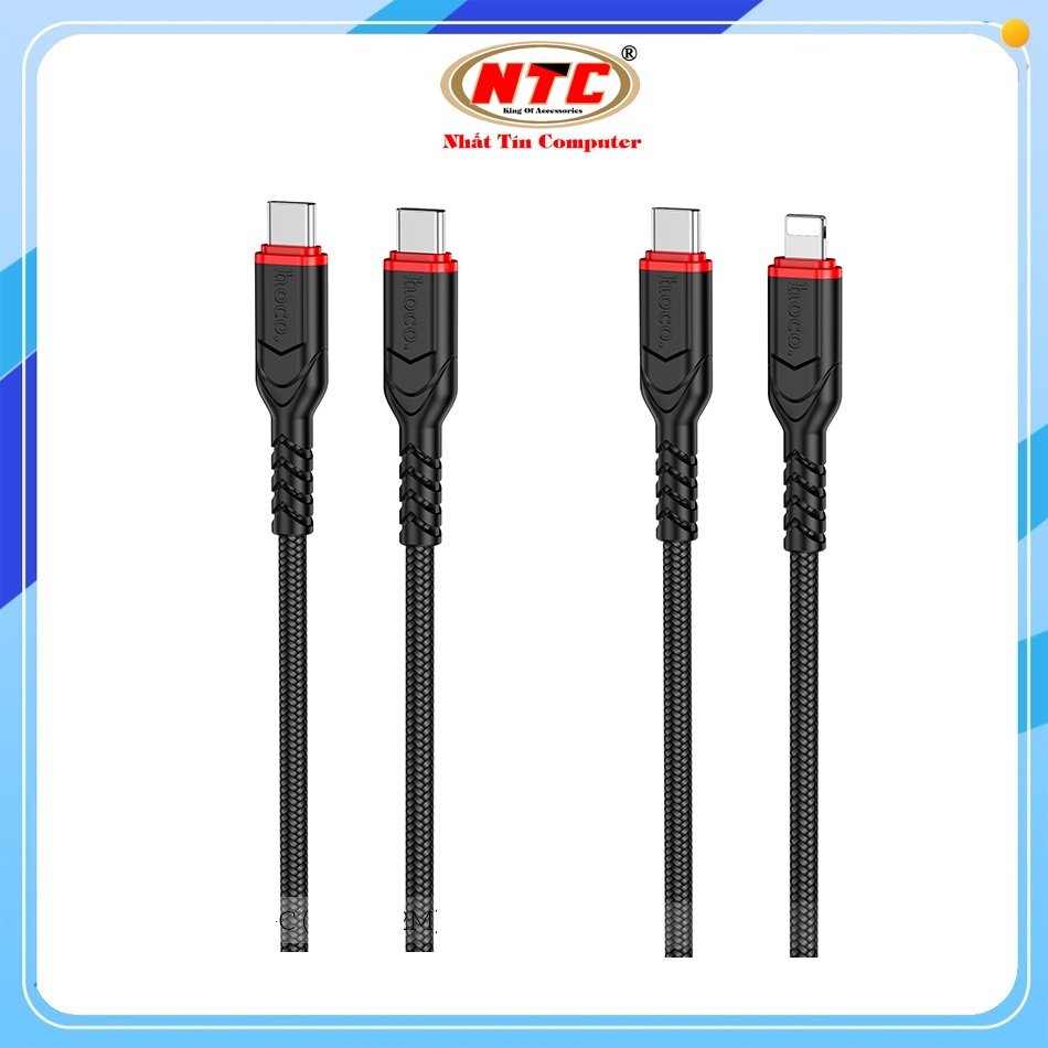 Cáp sạc dây dù Hoco X59 TypeC to TypeC 60W / TypeC to Lightning 20W dài 1M (Màu Random) - Nhất Tín Computer