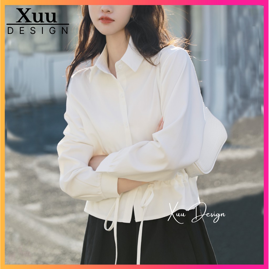Áo Sơ Mi Nữ Xuu Design, Áo Kiểu Thắt Dây Rút Eo - SM17