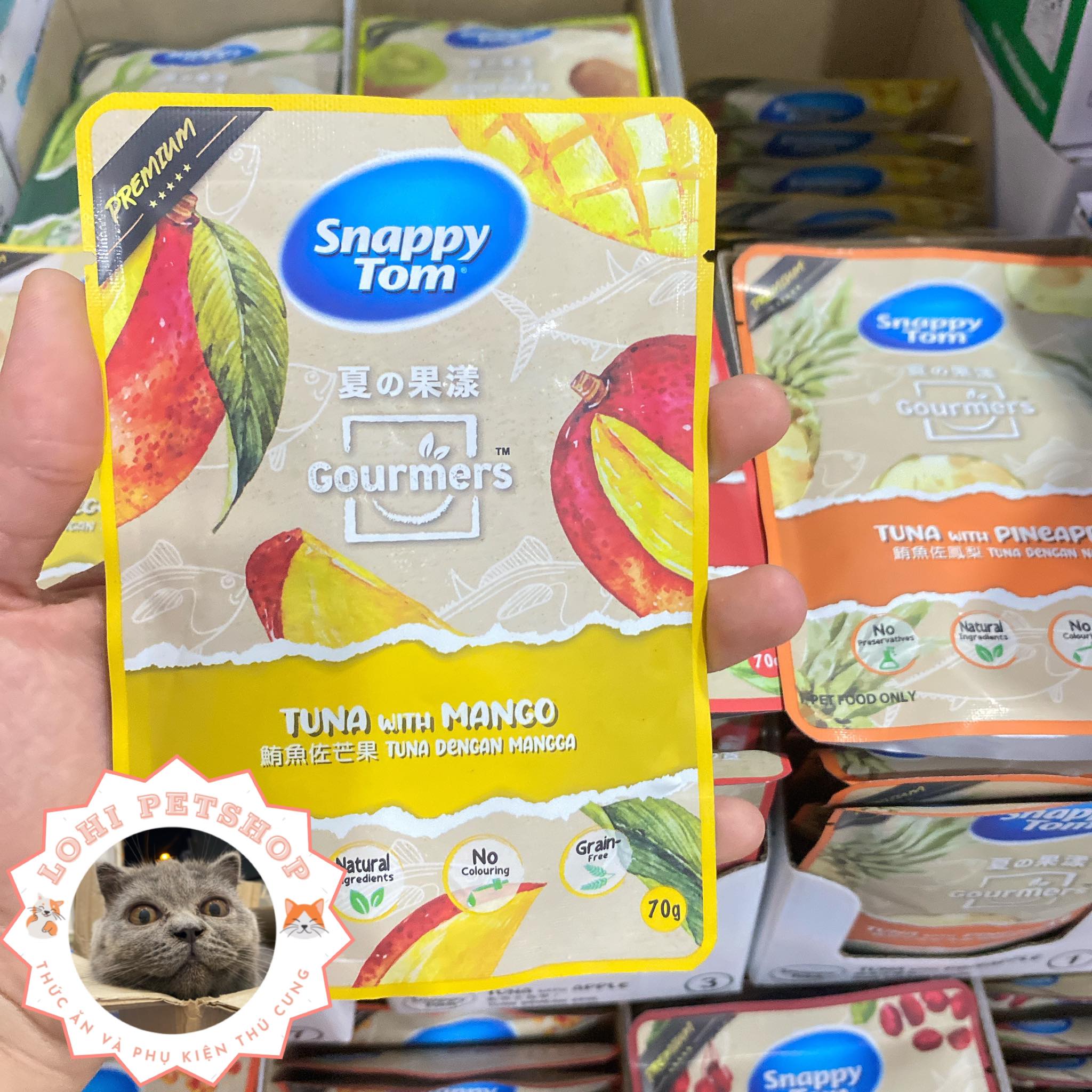 Thức ăn pate snappy tom trái cây cho mèo gói 70gr