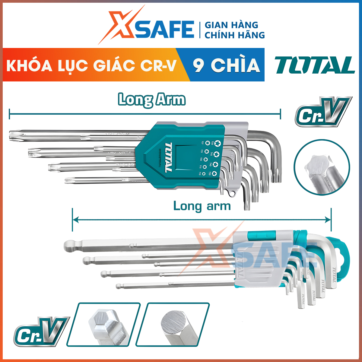 Total ingco wavfow hex key set knob head and ball head CR-V steel hex key set rust-resistant compact design mini hex lock kit