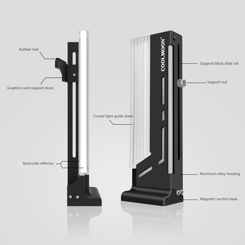 COOLMOON Graphics Card Holder 5V ARGB Vertical Graphics Stand GPU Bracket Video Card Support for Computer Case Chassis